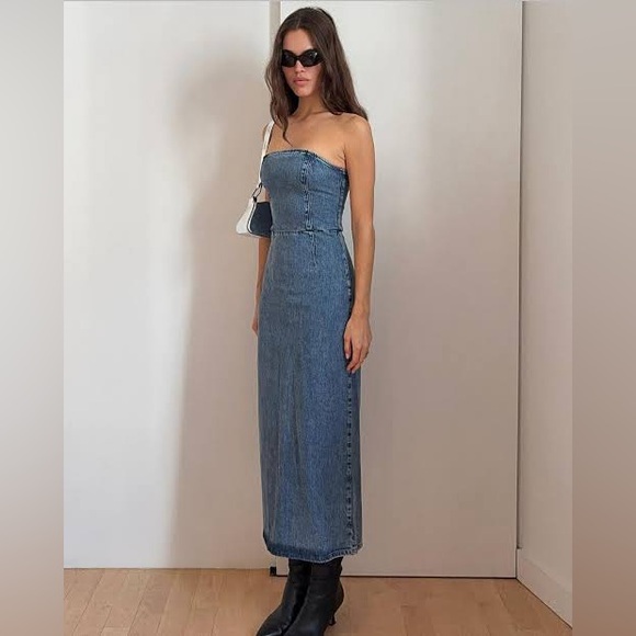 Triarchy Frenchie Strapless Denim Dress - Picture 1 of 6